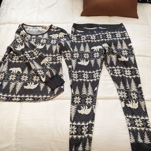 Gray and white Christmas PJ set, size L